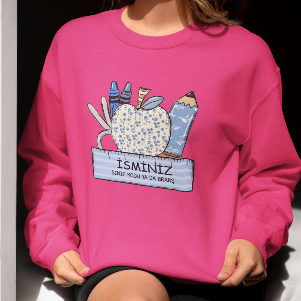 Kişiye Özel Sınıf ve İsimli Öğretmen Sweatshirt