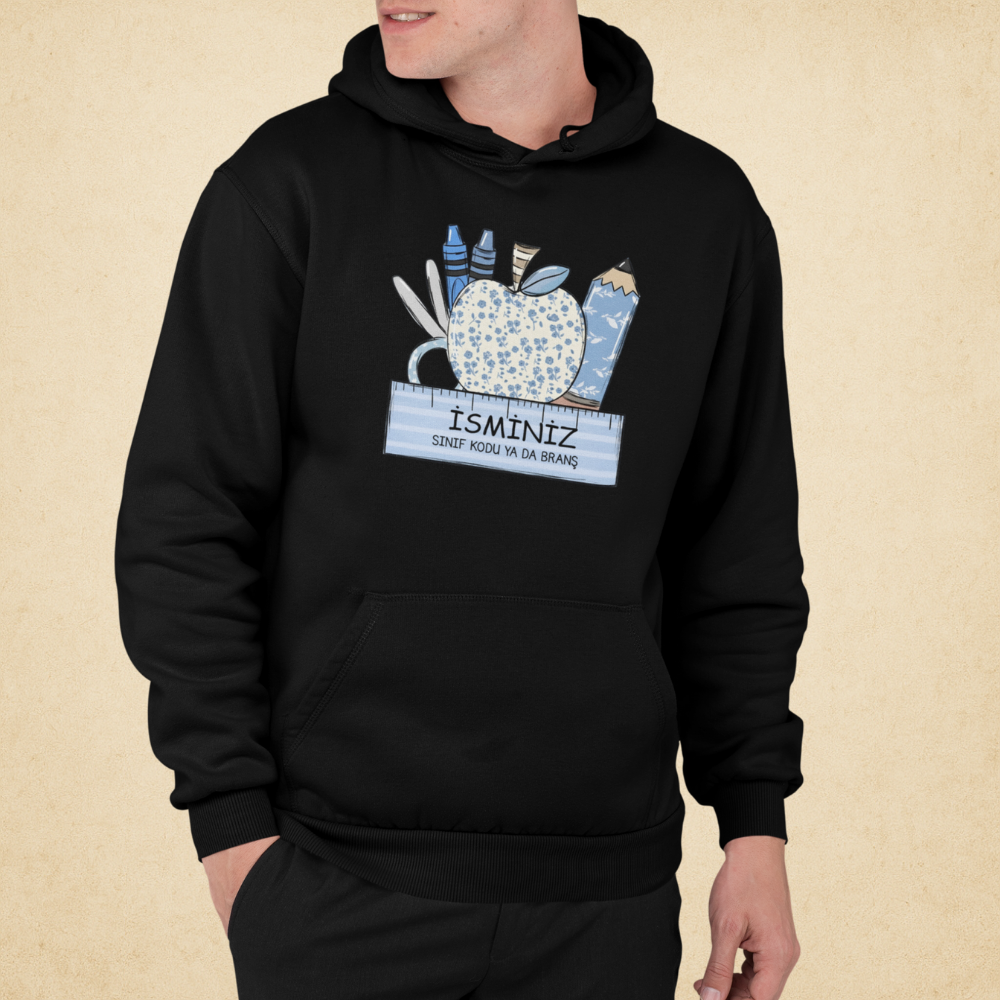 Kişiye Özel Sınıf ve İsimli Öğretmen Erkek Hoodie