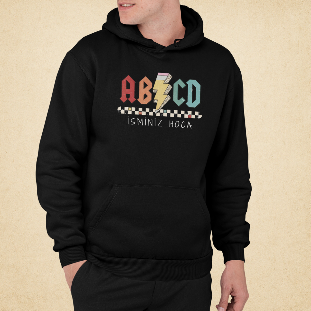 İsme Özel AB/CD Öğretmen Erkek Hoodie