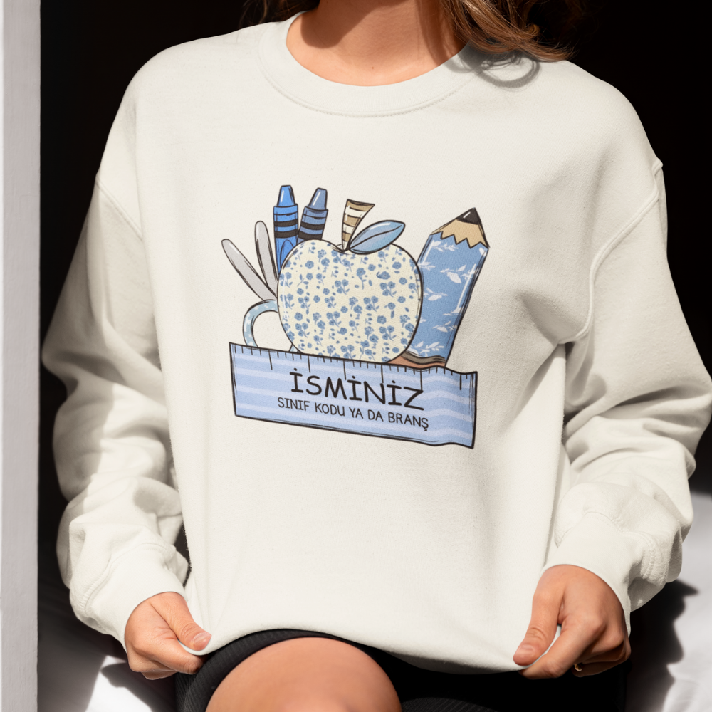 Kişiye Özel Sınıf ve İsimli Öğretmen Kadın Sweatshirt