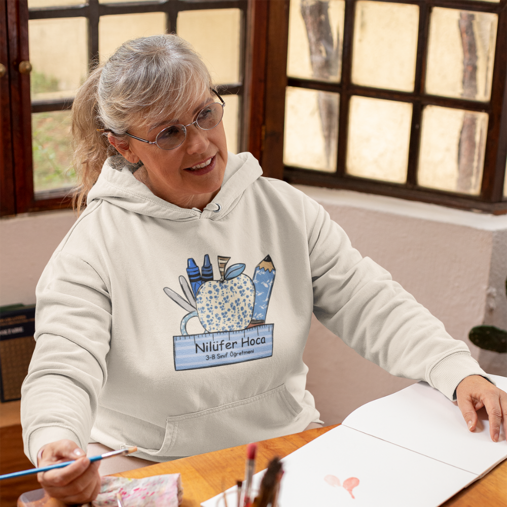 Kişiye Özel Sınıf ve İsimli Öğretmen Kadın Hoodie