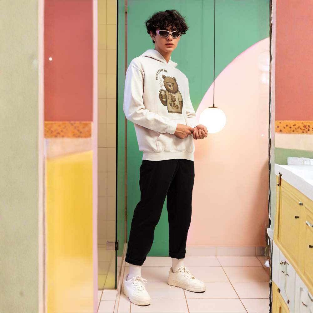 Kahve Seven Huysuz Ayı Erkek Hoodie