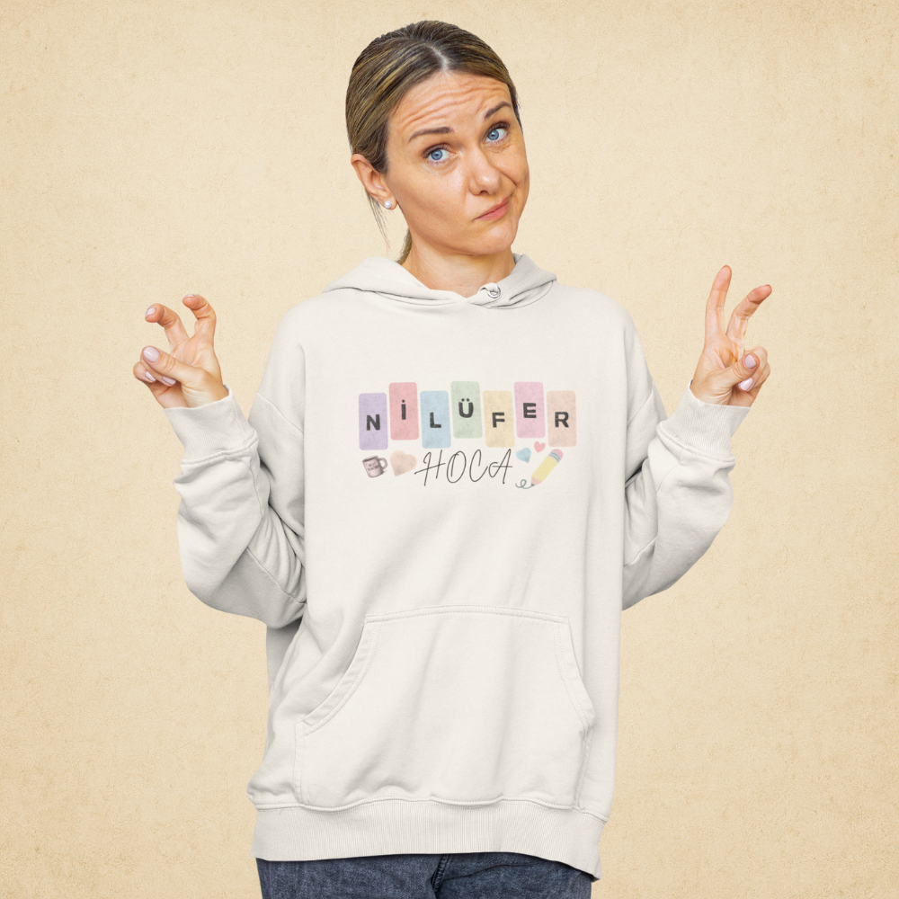 Özelleştirilebilir İsme Özel Öğretmen Kadın Hoodie