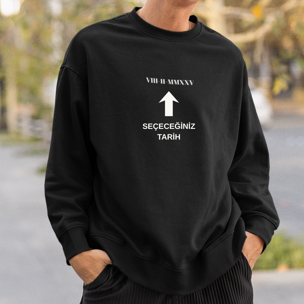 Kişiye Özel Romen Rakamlı Tarih Erkek Sweatshirt