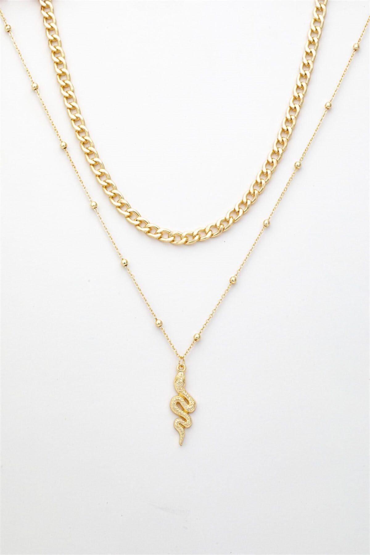 Altın Renk Yılan Kolye