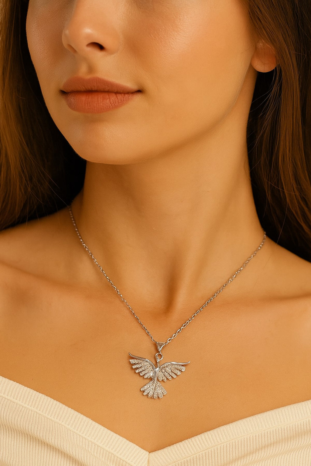 Zirkon Taş Detaylı Alaycı Kuş Kolye