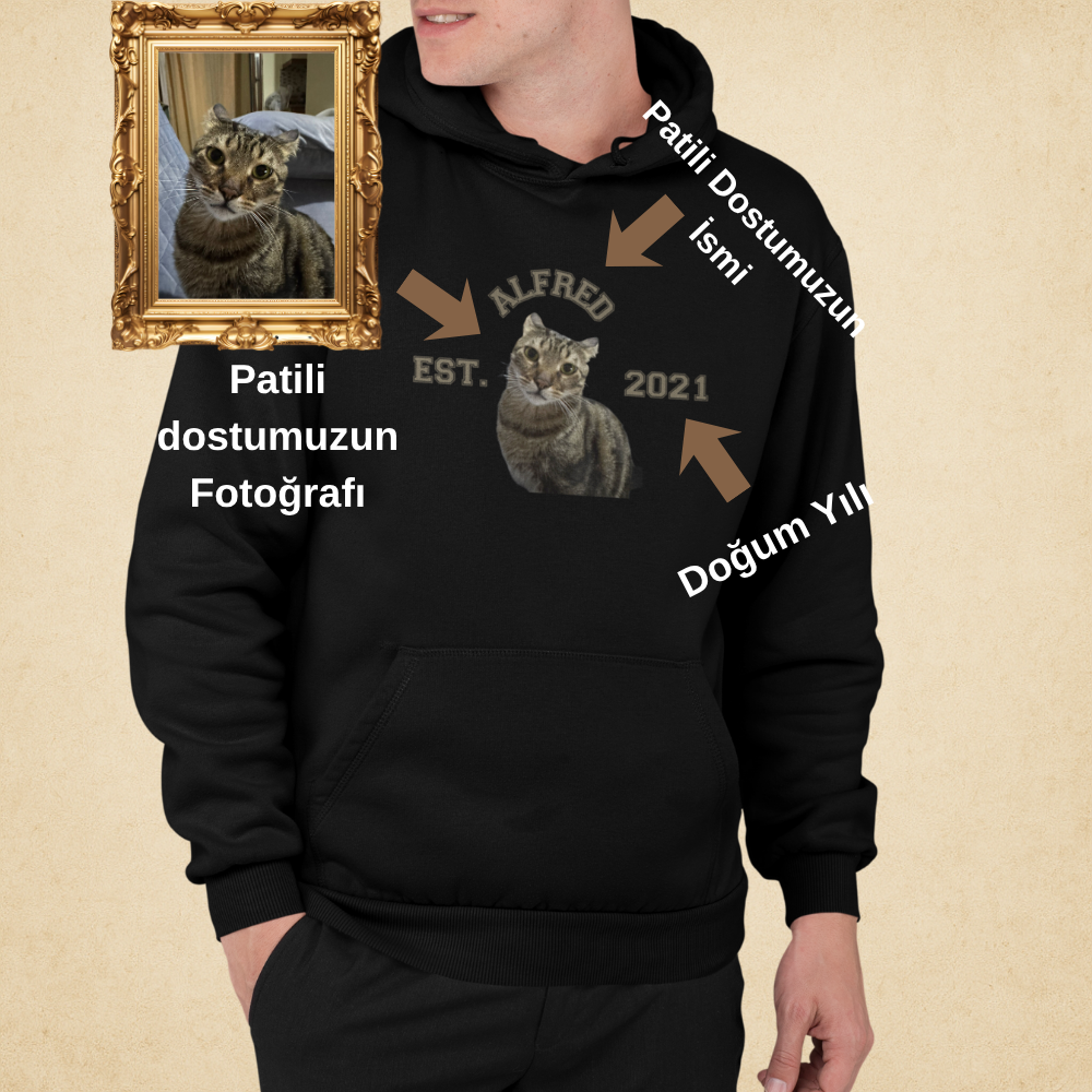 Özelleştirilebilir Evcil Hayvan Estimated Erkek Hoodie