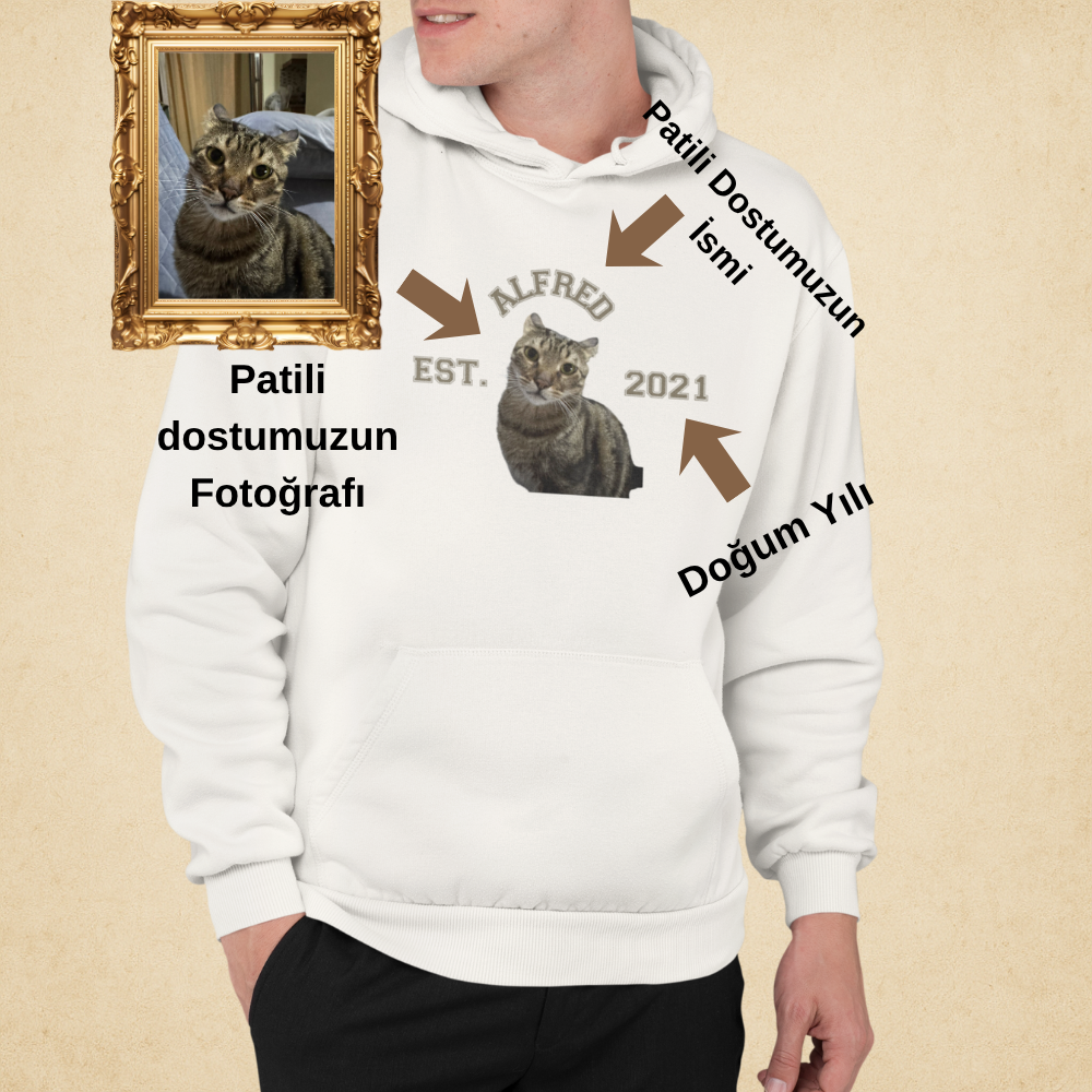 Özelleştirilebilir Evcil Hayvan Estimated Erkek Hoodie