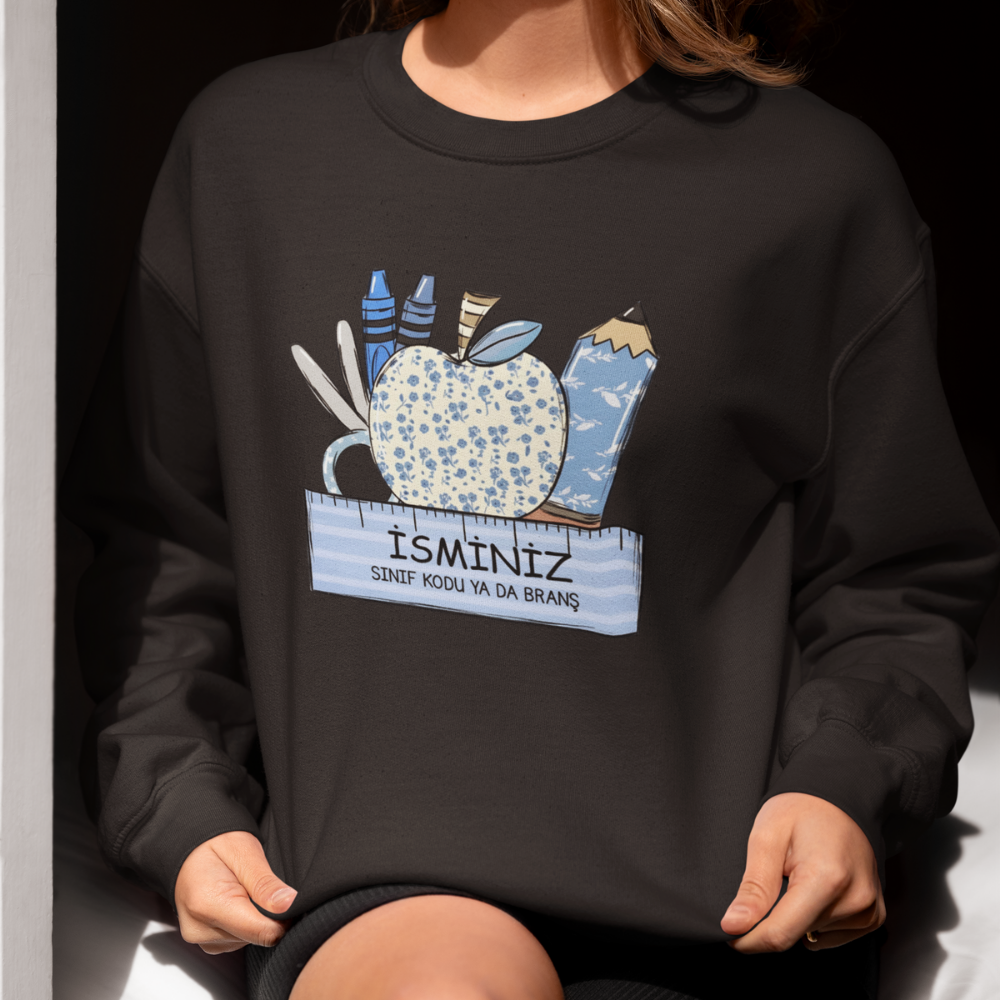 Kişiye Özel Sınıf ve İsimli Öğretmen Kadın Sweatshirt