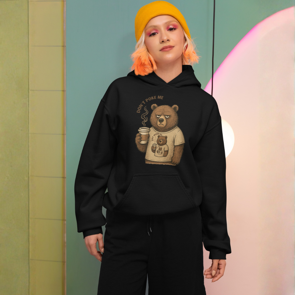 Kahve Seven Huysuz Ayı Kadın Hoodie