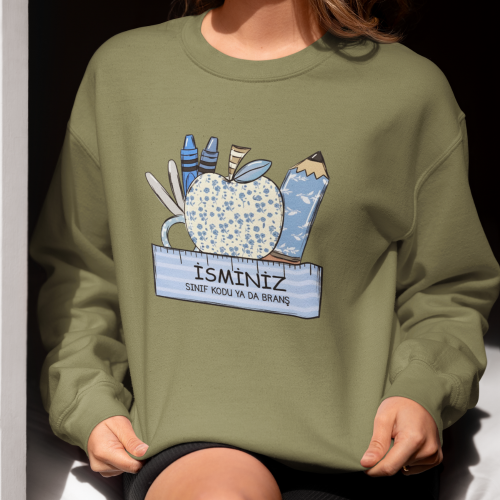 Kişiye Özel Sınıf ve İsimli Öğretmen Sweatshirt