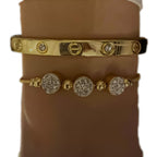 Altın Renk Pirinç Bileklik & Cartier Taşlı Bileklik 2'li Kombin