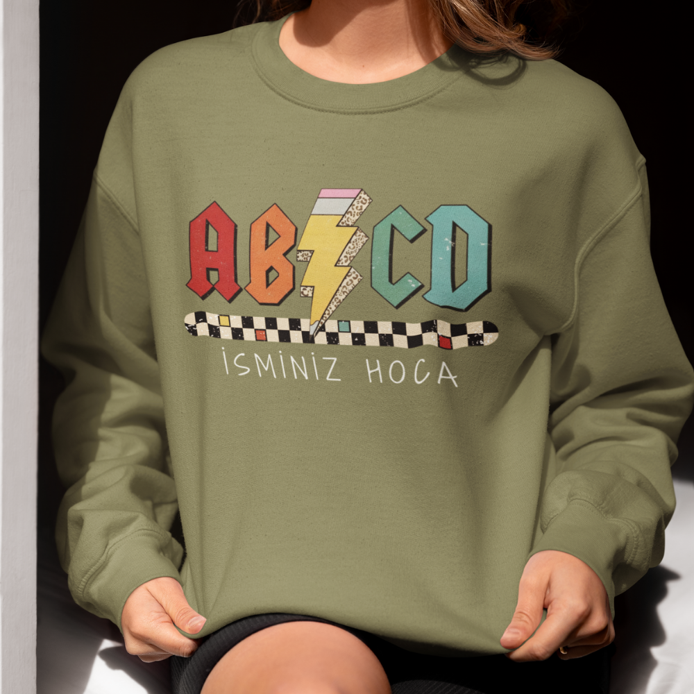 İsme Özel AB/CD Öğretmen Sweatshirt