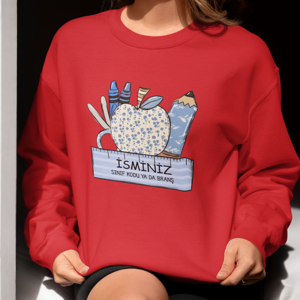 Kişiye Özel Sınıf ve İsimli Öğretmen Sweatshirt