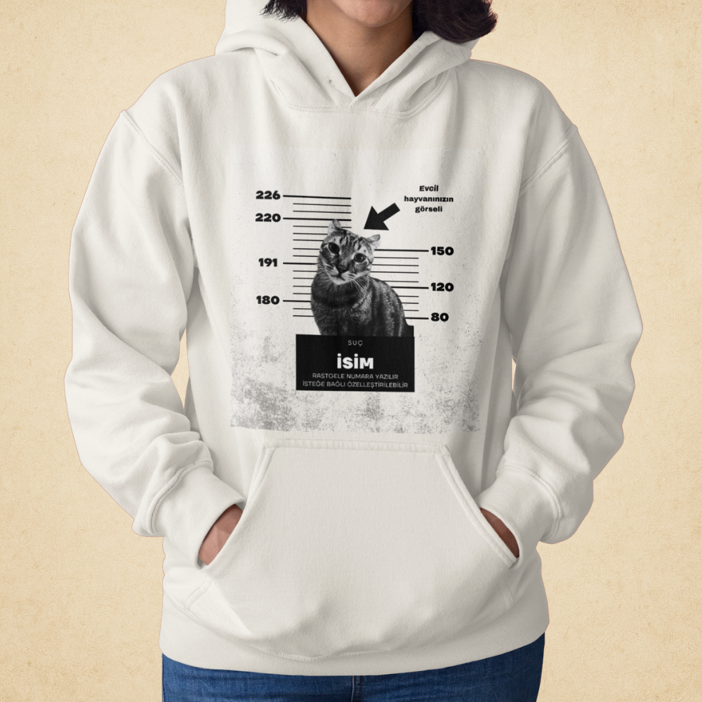 Özelleştirilebilir Evcil Hayvan Mugshot Hoodie
