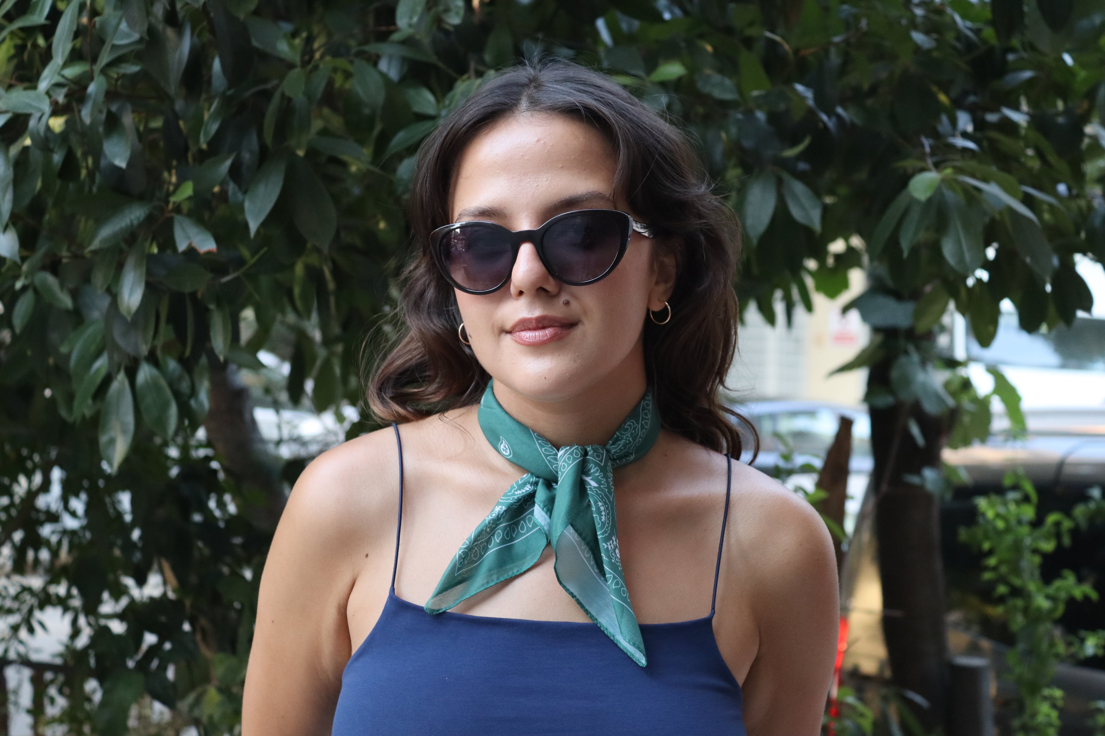 Deniz Mavisi Desenli Bandana
