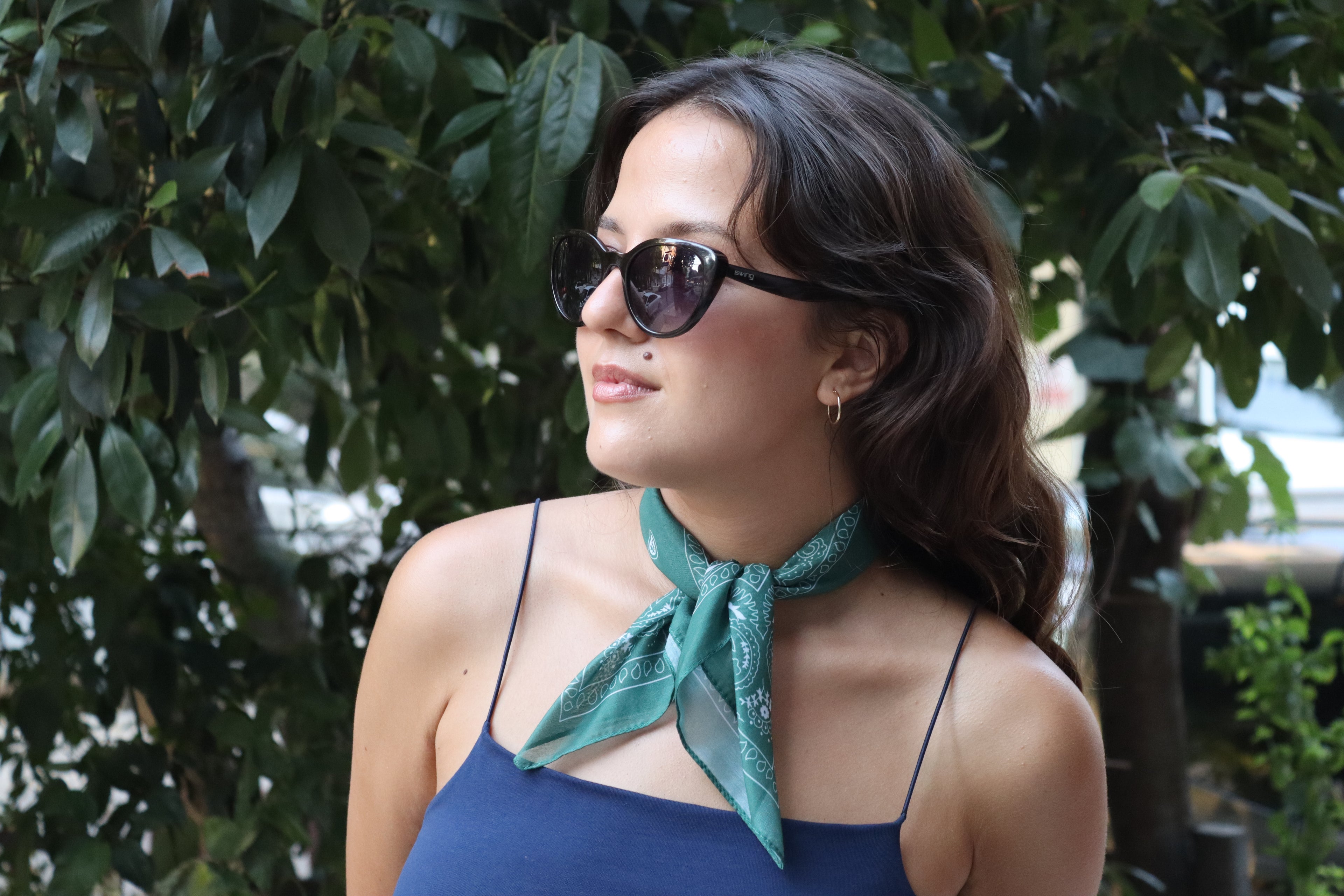 Deniz Mavisi Desenli Bandana