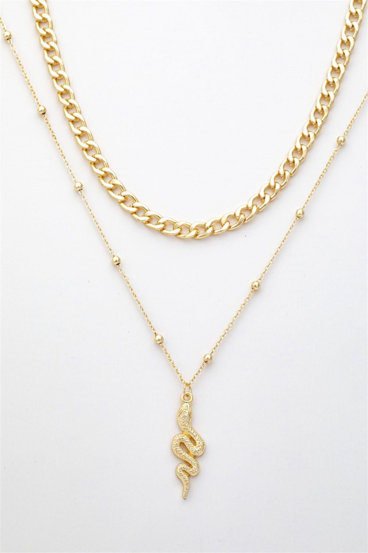 Altın Renk Yılan Kolye