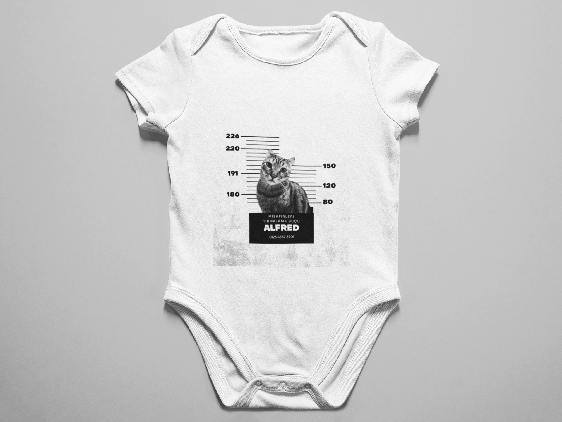 Özelleştirilebilir Evcil Hayvan Mugshot Bebek Zıbını