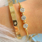 Altın Renk Pirinç Bileklik & Cartier Taşlı Bileklik 2'li Kombin