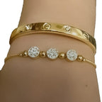 Altın Renk Pirinç Bileklik & Cartier Taşlı Bileklik 2'li Kombin