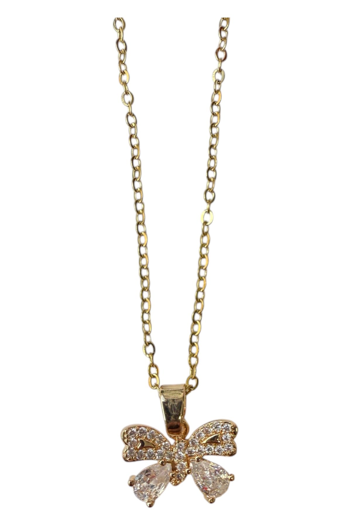 Zirkon Taş Detaylı Altın Renk Kelebek Kolye