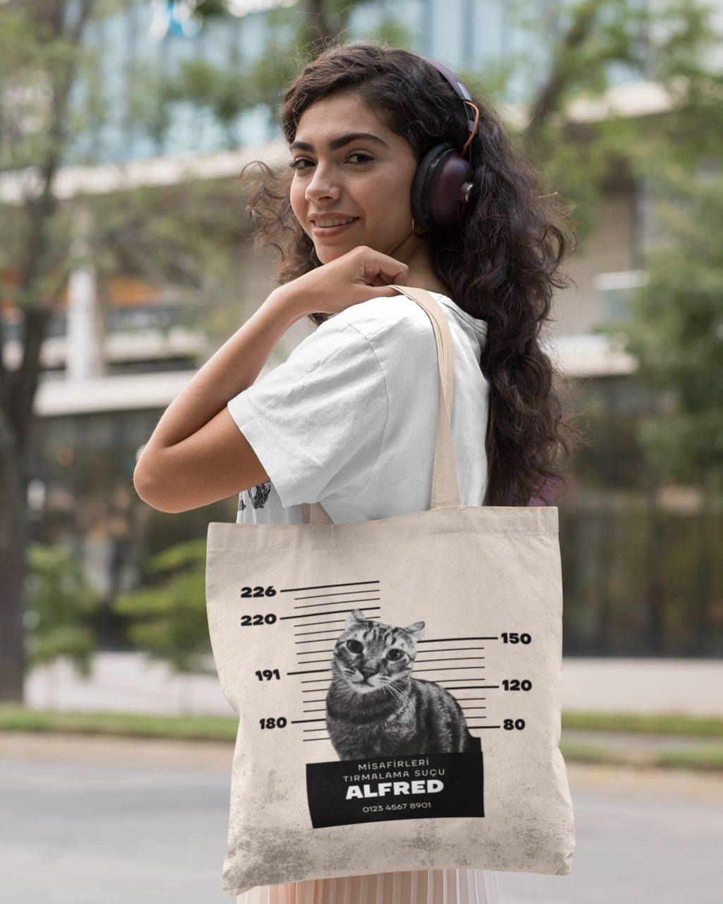 Özelleştirilebilir Evcil Hayvan Mugshot Bez Çanta