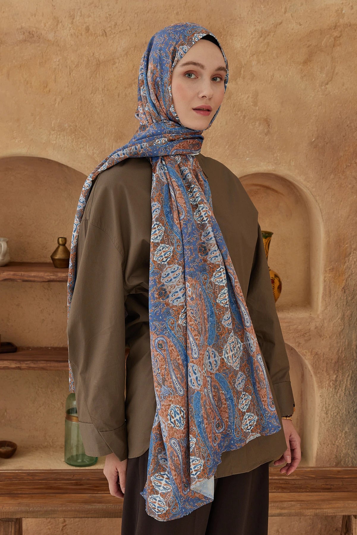 Modakaşmir Etnik Desen Bambu Şal